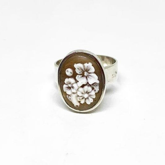 Anello-Cammeo-Incisione-Fiori