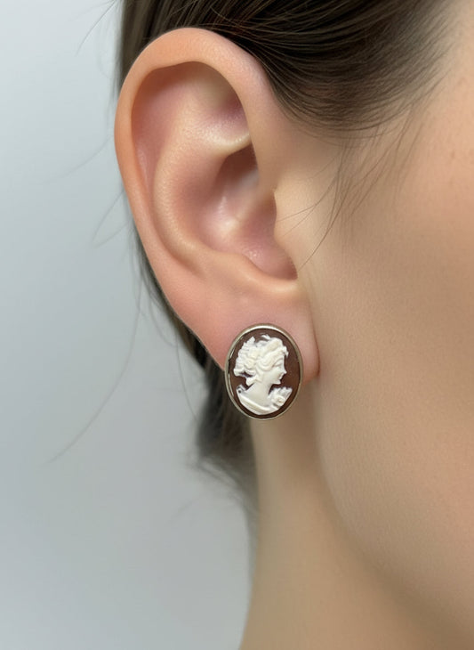 Orecchini in Cammeo incisione "Profilo di Donna"
