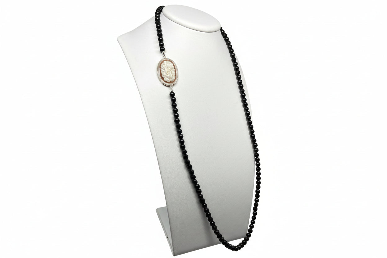 Collana in Agata e Cammeo incisione "Fiori"