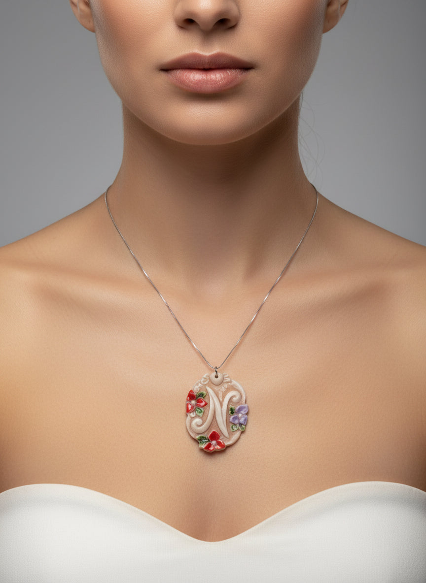 Pendente in Cammeo incisione "Lettere" N