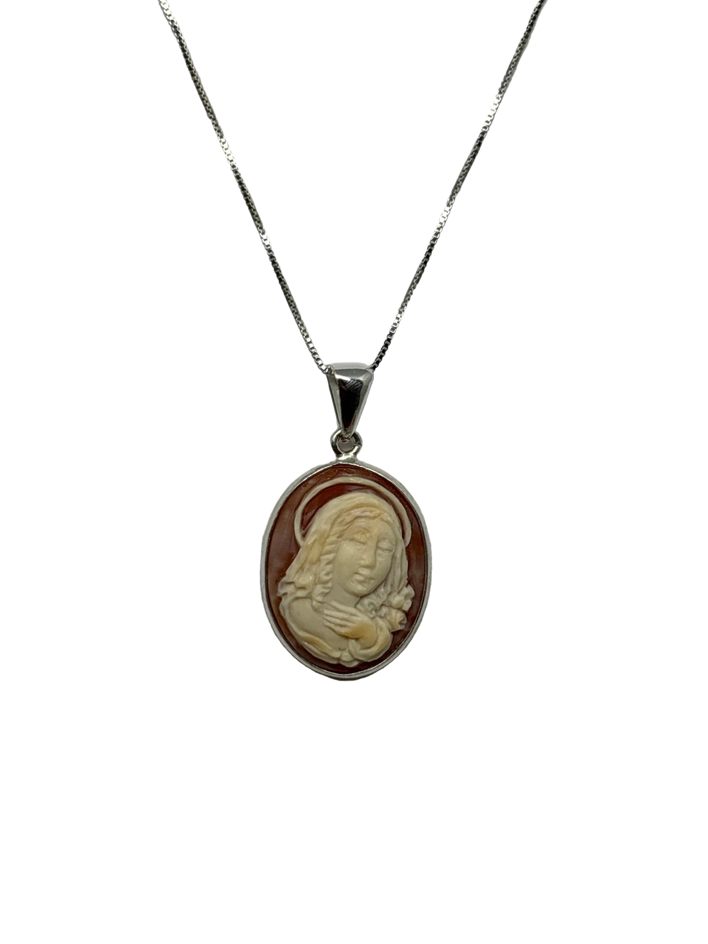Pendente in Cammeo Artistico incisione "Madonna con Dettaglio della Mano"