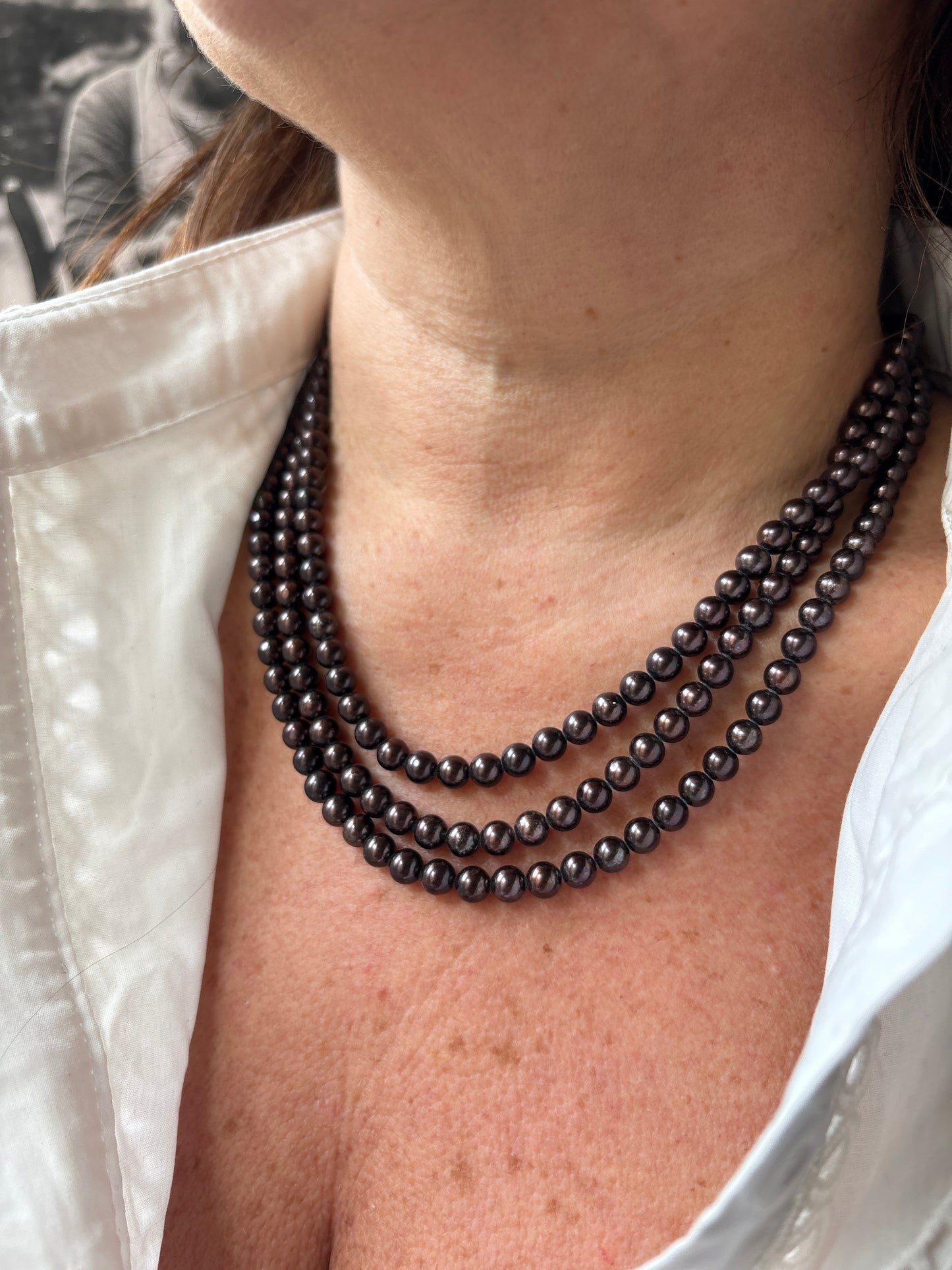 Collana in Torchon di Perle Nere