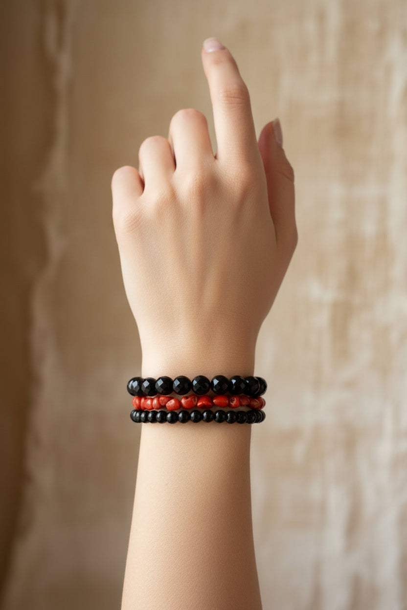 Bracciale in Agata e Corallo