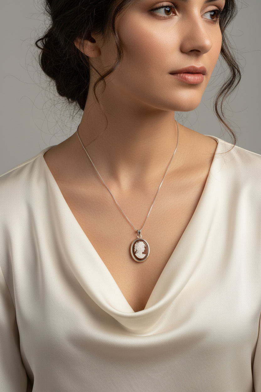 Pendente in Cammeo incisione Volto di Donna