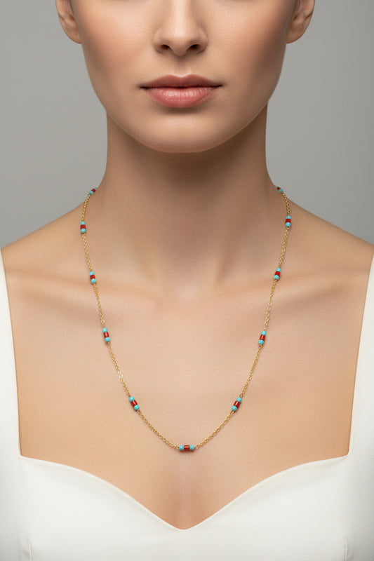 Collana in Corallo e Pasta di Turchese