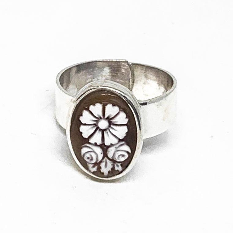 Anello-Cammeo-Incisione-Fiore