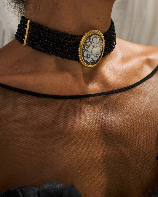Collana in Cammeo "Cameo Italiano" Incisione Fiori