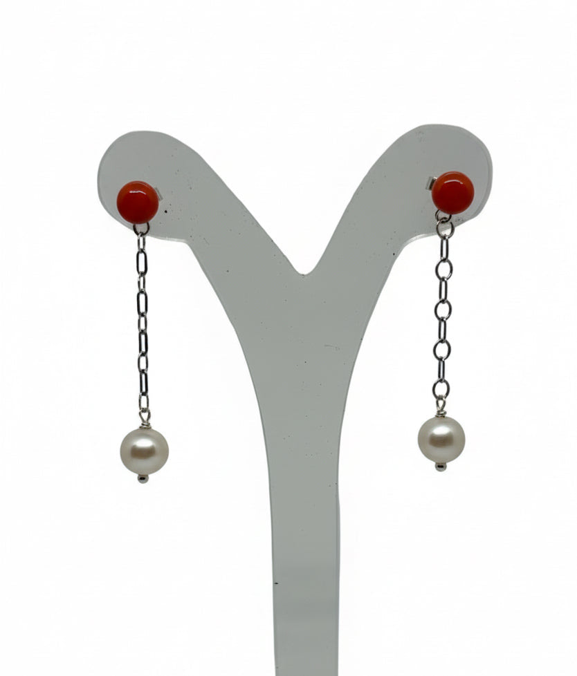 Orecchini in Corallo e Perle