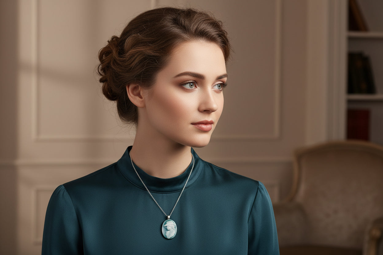 Cammeo Nudo in Agata incisione Profilo di Donna