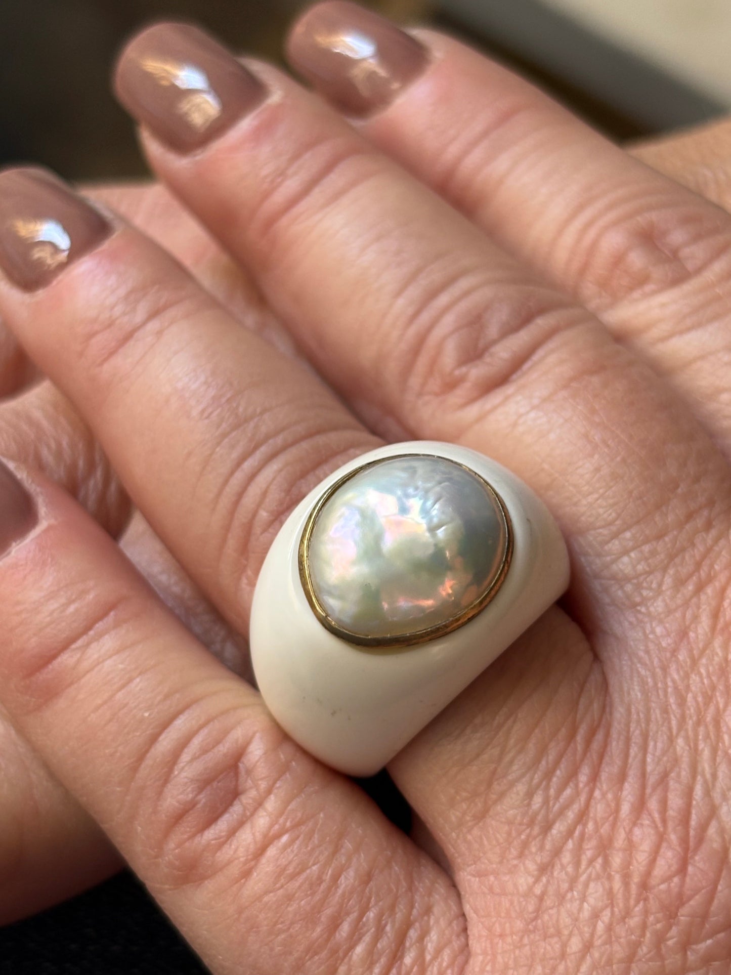 Anello in Agata e Perla