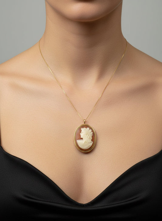 Spilla Pendente in Cammeo incisione "Profilo di Donna"