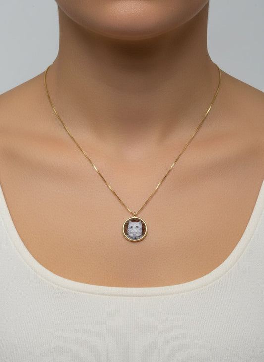 Collana in Cammeo incisione "Gatto"