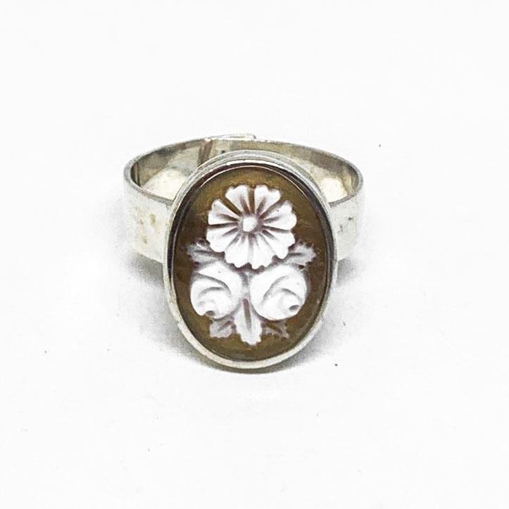 Anello-Cammeo-Incisione-Fiore