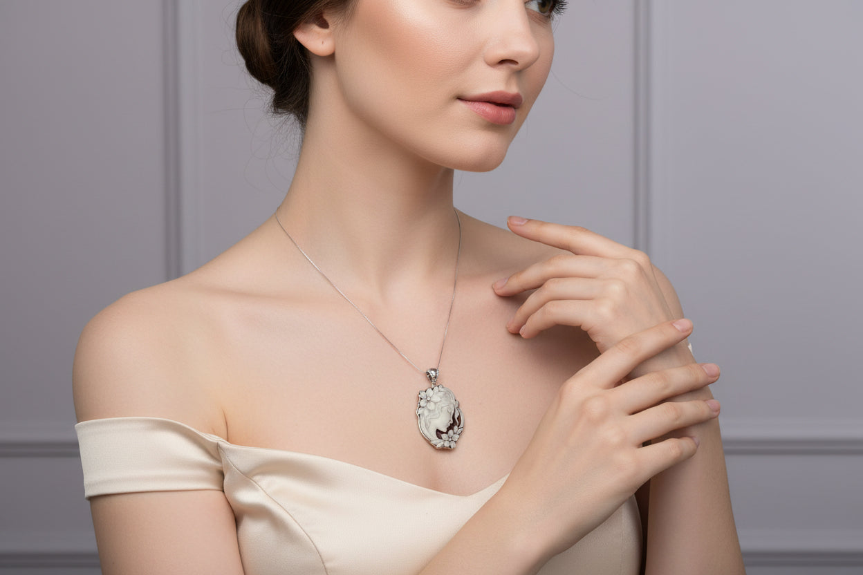 Pendente in Cammeo incisione Profilo di Donna