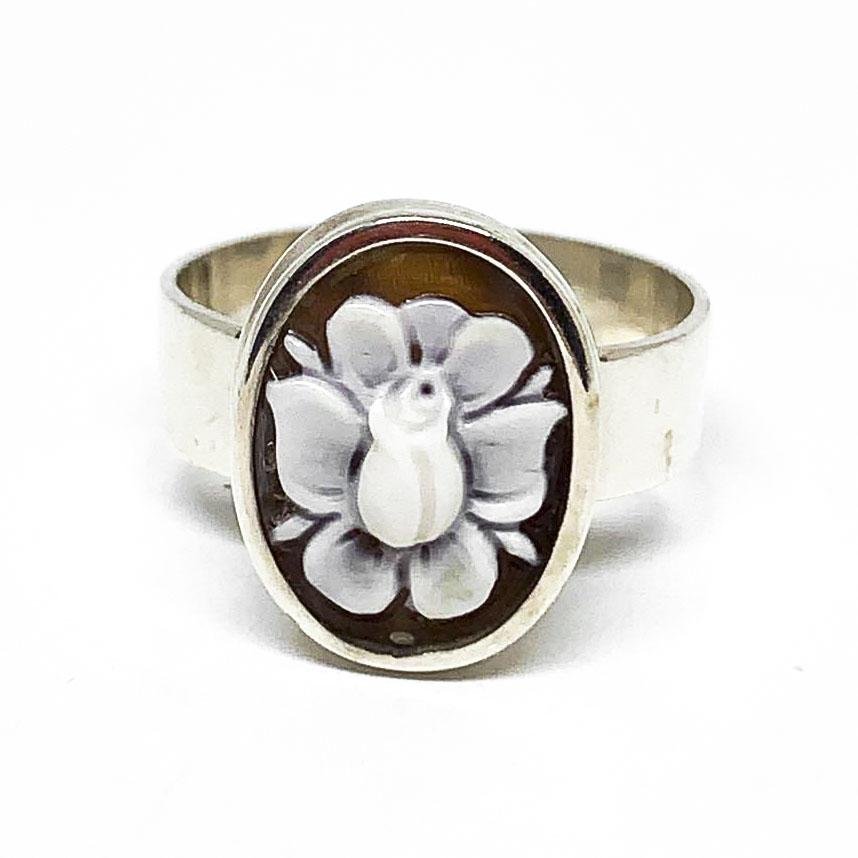 Anello-Cammeo-Incisione-Fiore