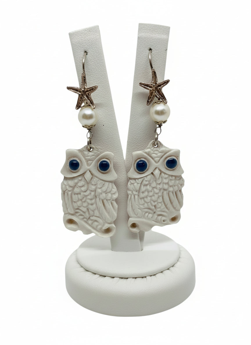 Orecchini in Cammeo incisione "Gufo"