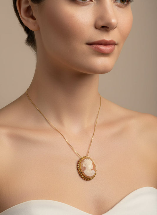 Spilla Pendente in Cammeo incisione "Profilo di Donna"