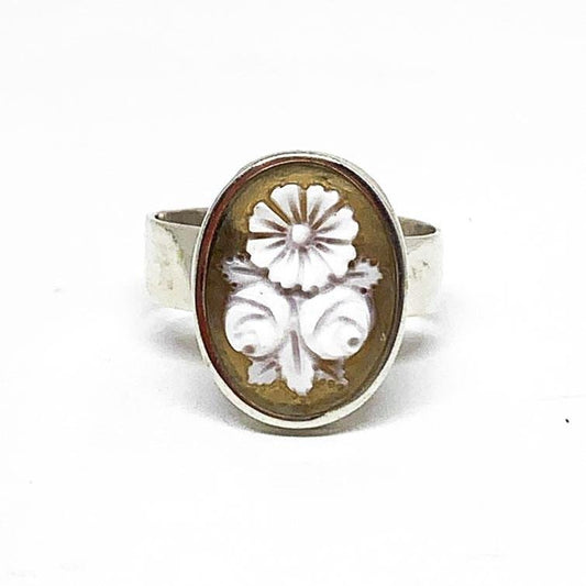 Anello-Cammeo-Incisione-Fiore