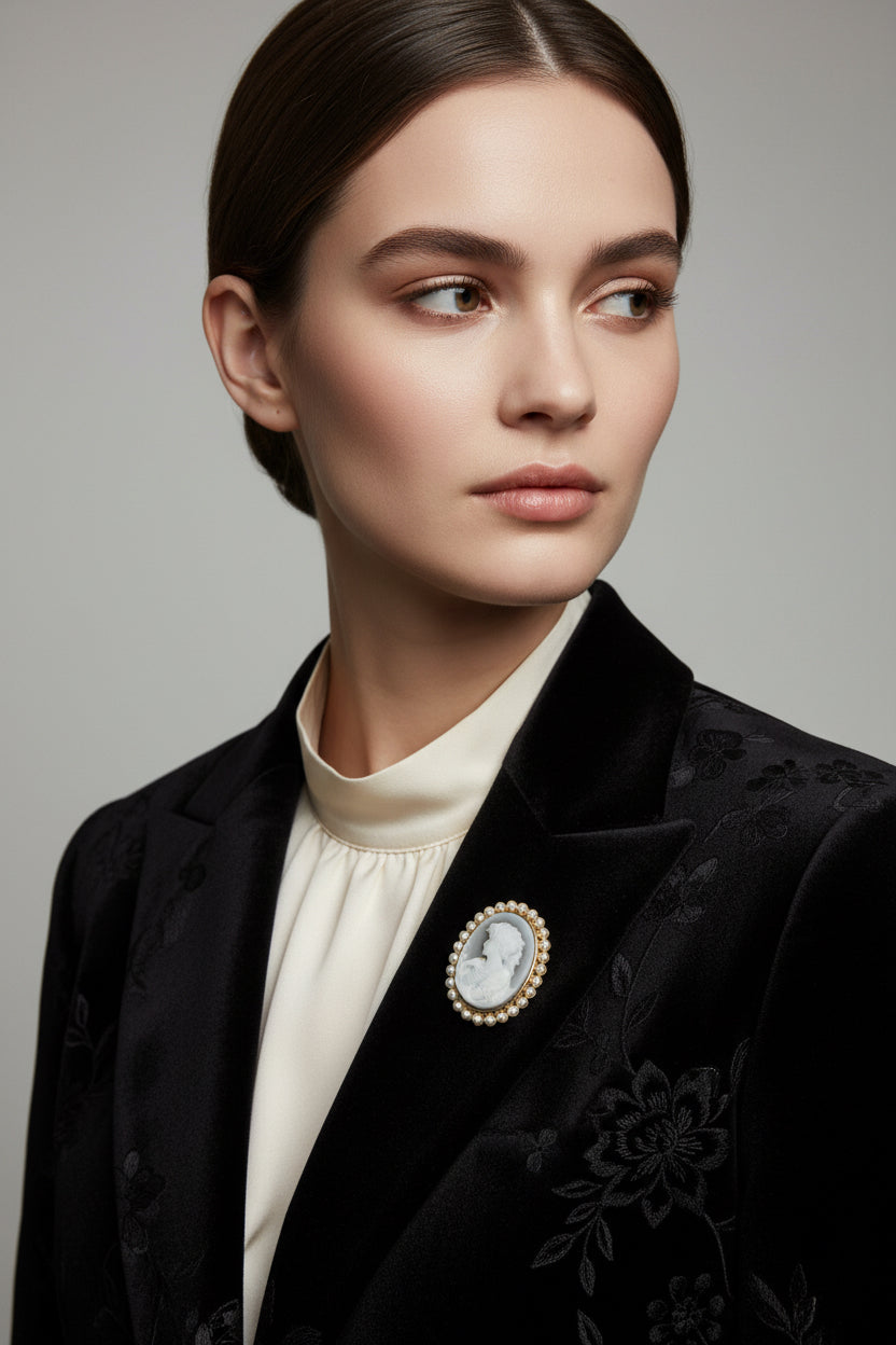 Cammeo Nudo in Agata incisione Profilo di Donna