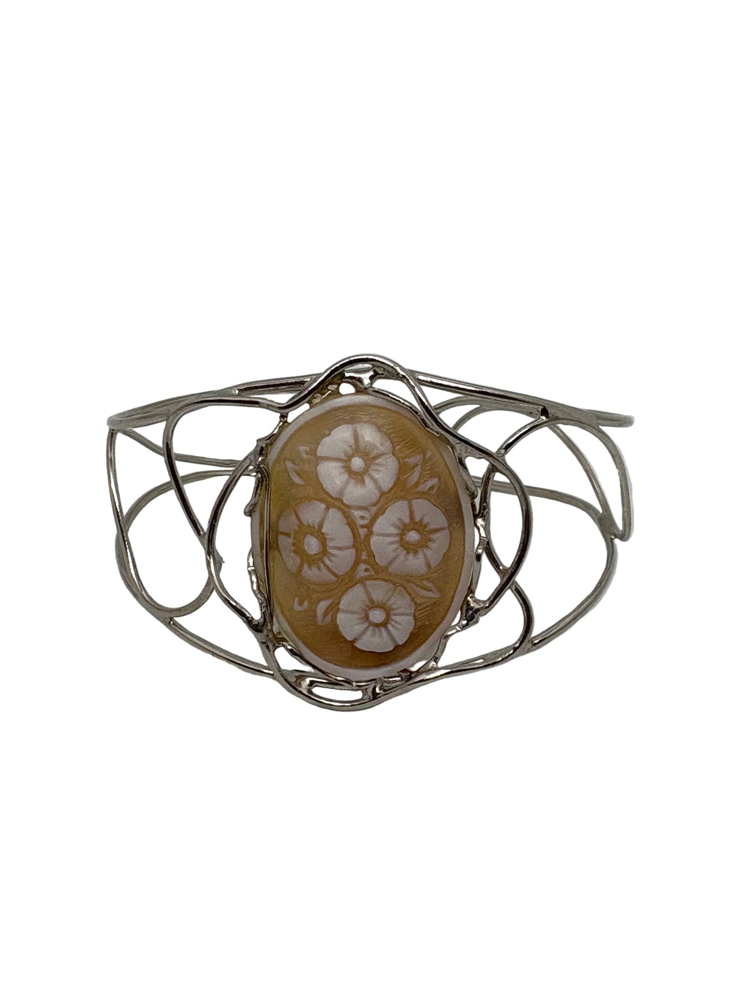 Bracciale in Cammeo Schiava incisione "Fiori"