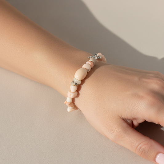 Bracciale in Corallo Rosa Grezzo