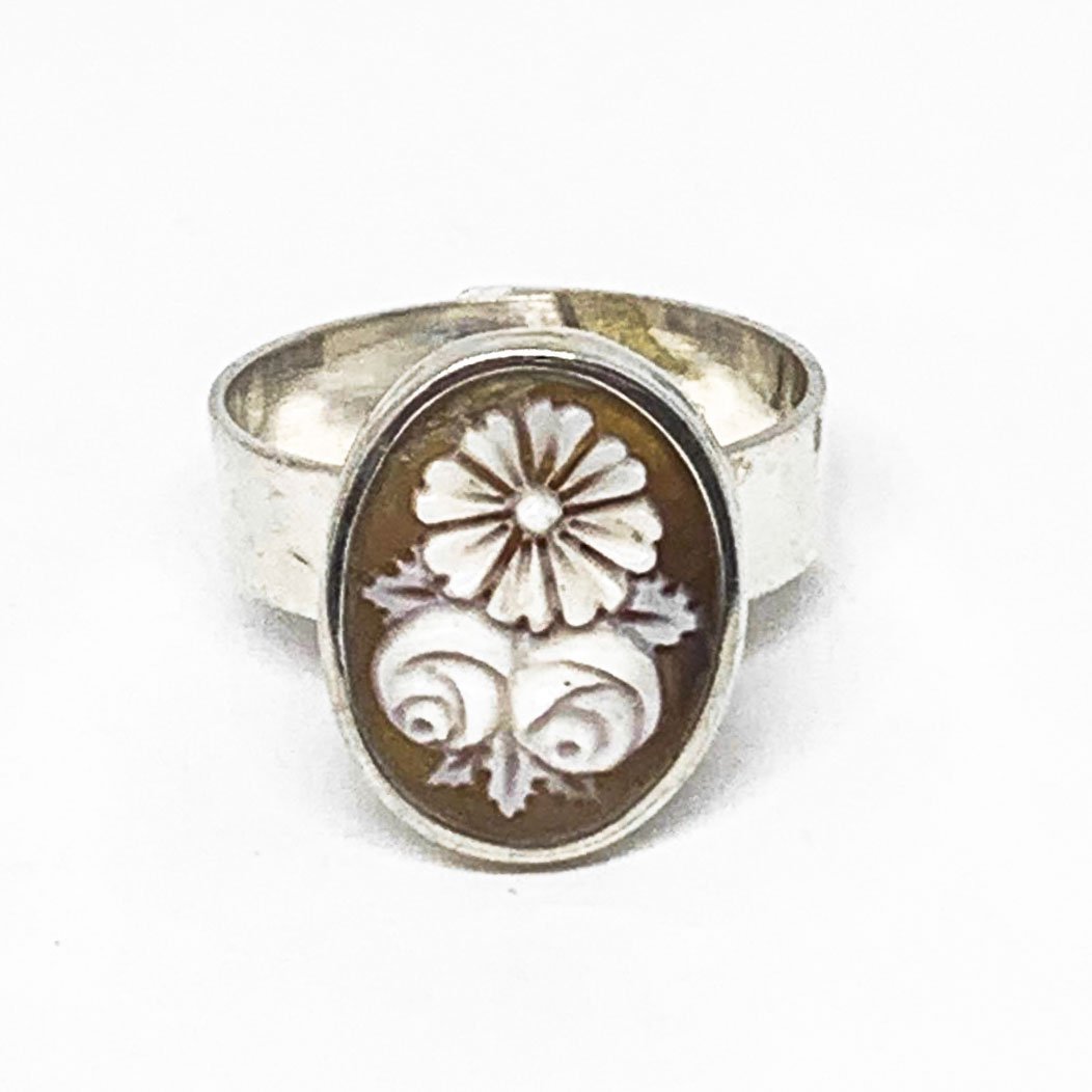 Anello-Cammeo-Incisione-Fiore