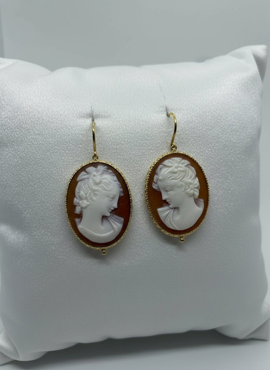 Orecchini in Cammeo incisione "Profilo di Donna"