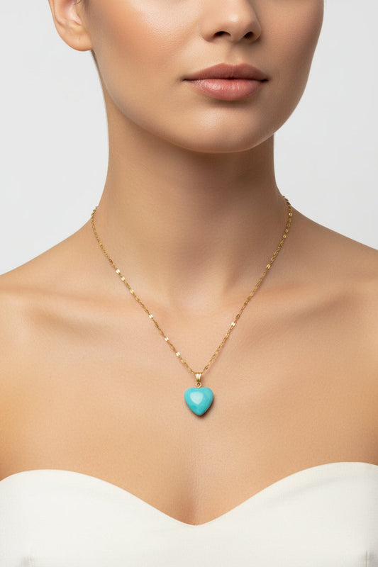 Pendente in Turchese e Oro 18 k "Cuore"