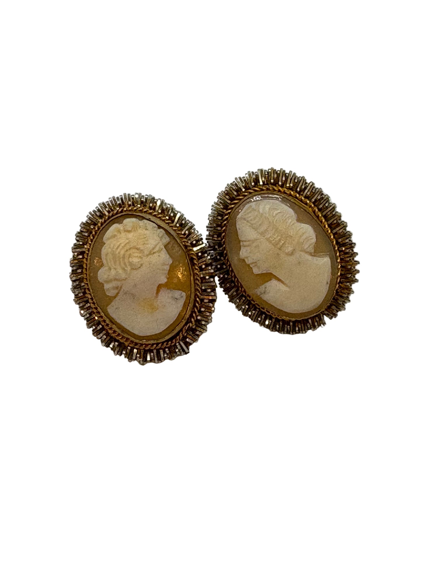 Orecchini in Cammeo Antico incisione "Profilo di Donna"