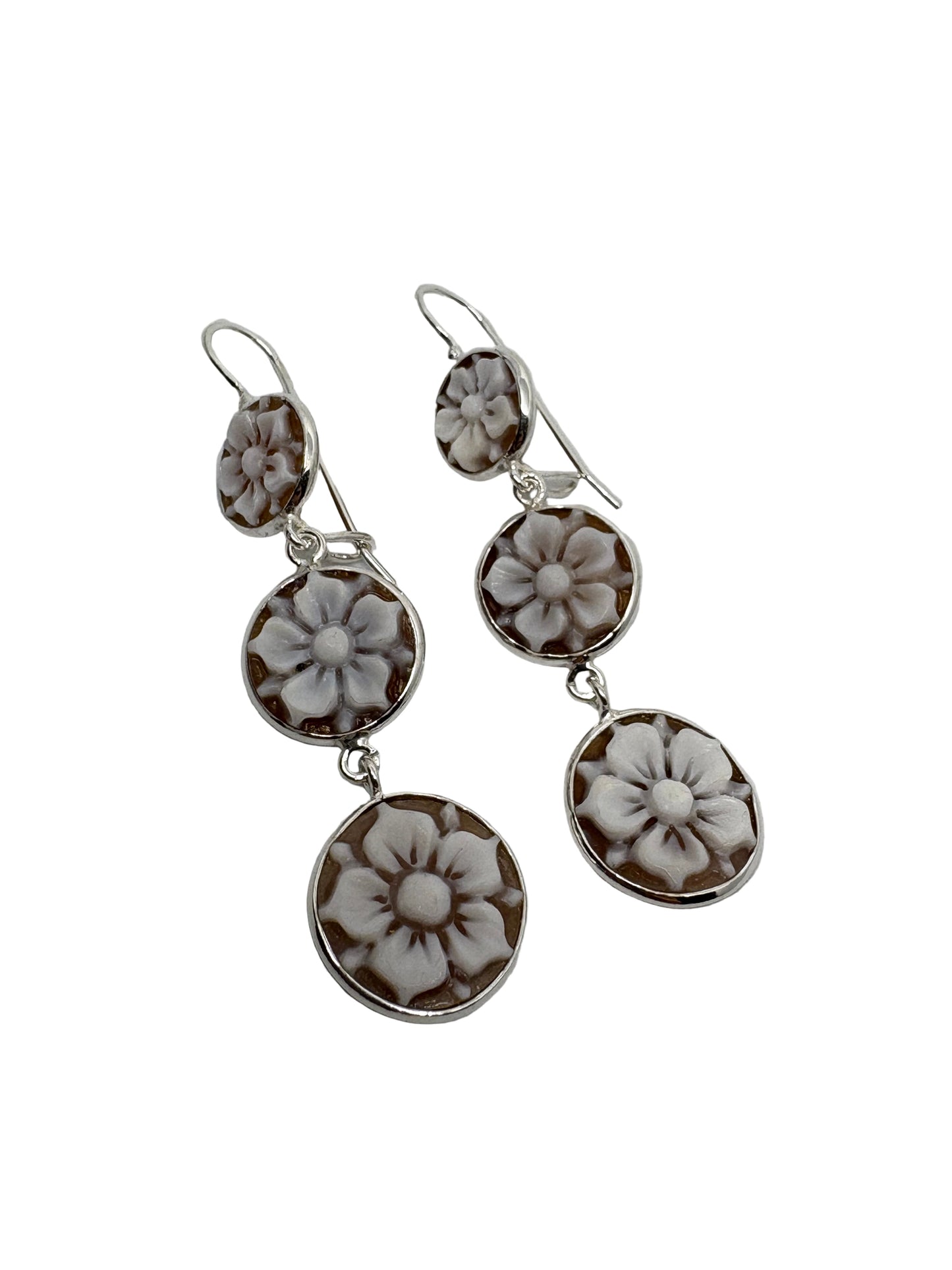 Orecchini in Cammeo incisione " Tris di Fiori"