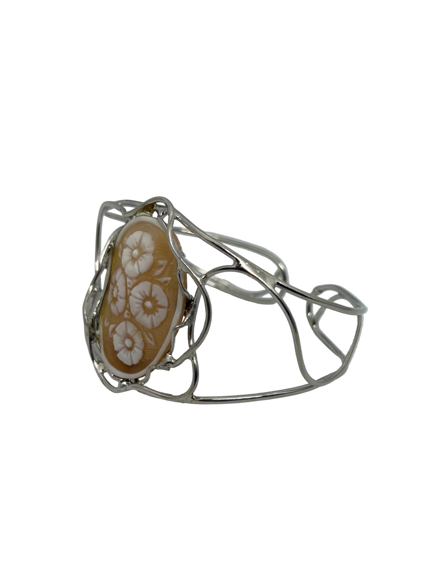 Bracciale in Cammeo Schiava incisione "Fiori"