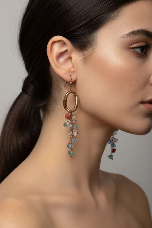Orecchini in Argento Corallo e Pietre Naturali