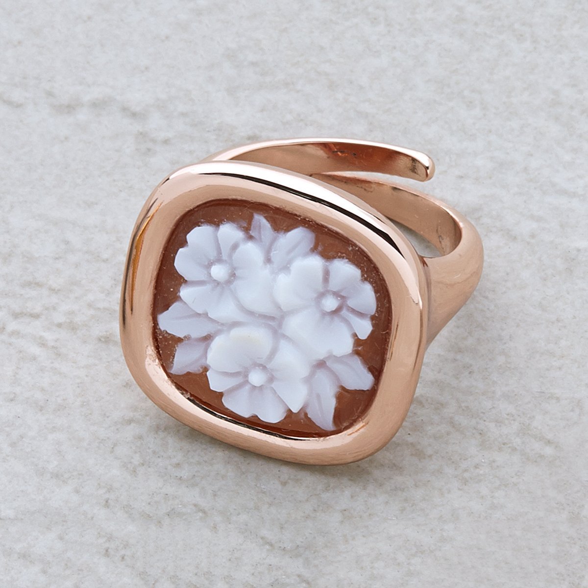 Anello Cameo Italiano Classica Cammeo Fiori