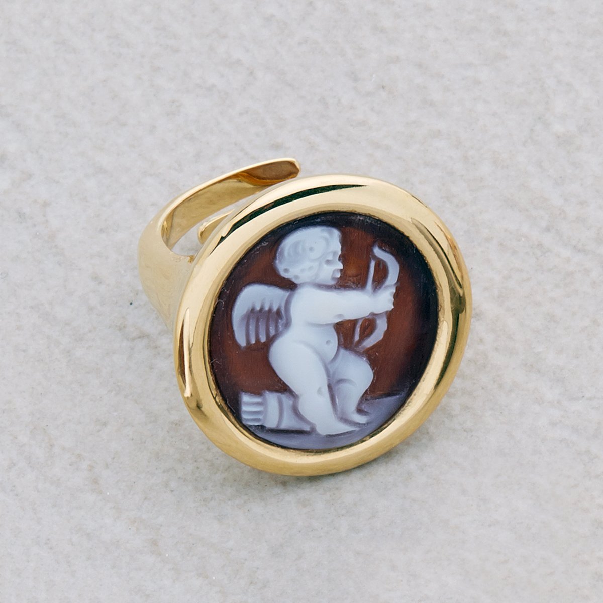 Anello -Cameo-Italiano-Romantica-Cammeo-Putto