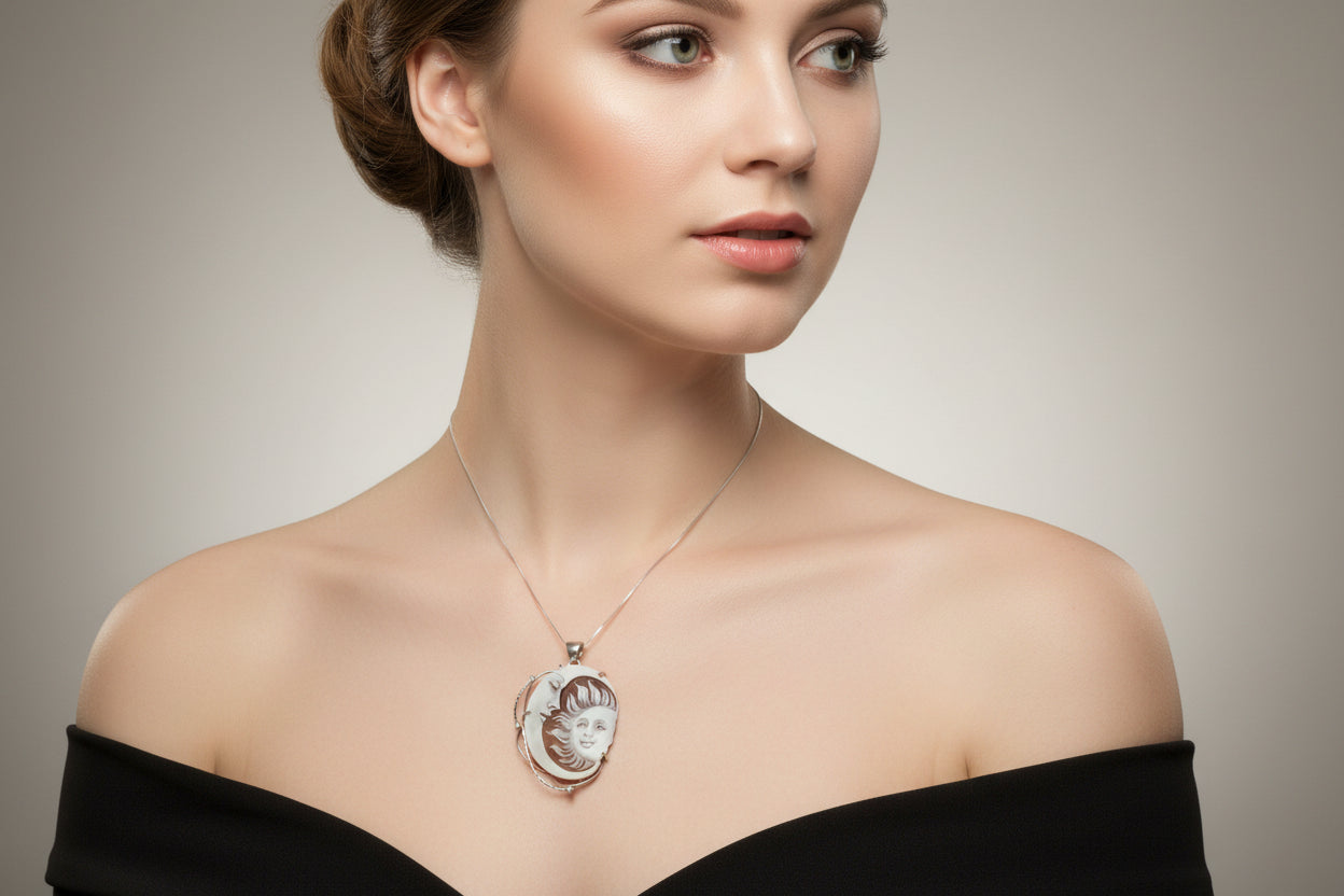 Pendente in Cammeo "Sole Luna"
