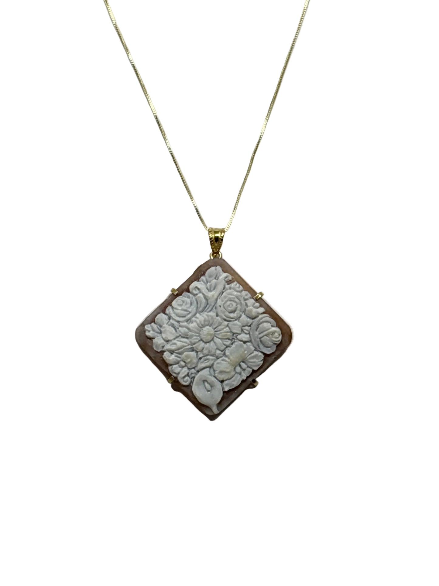 Pendente in Cammeo Artistico incisione "Fiori"