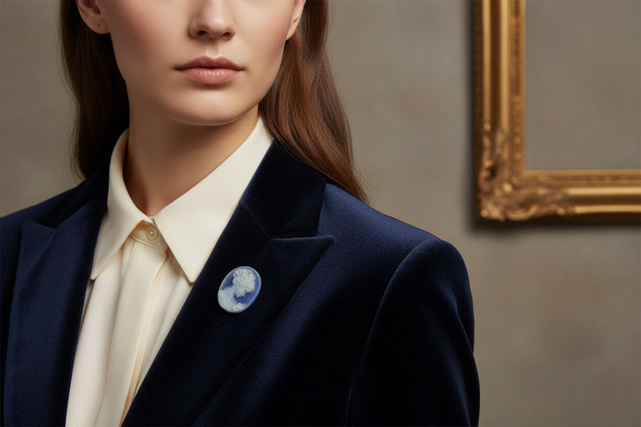 Cammeo Nudo in Agata con incisione Profilo di Donna