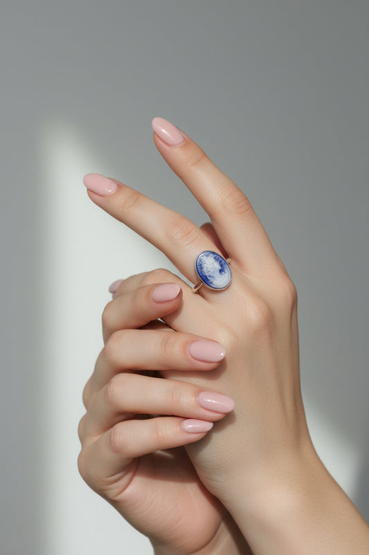 Anello in Cammeo incisione Volto di Donna