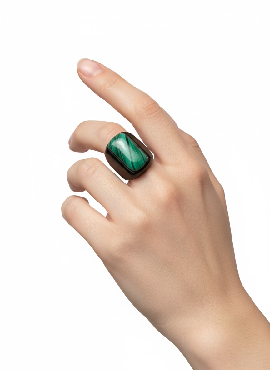 Anello in Ebano e Malachite