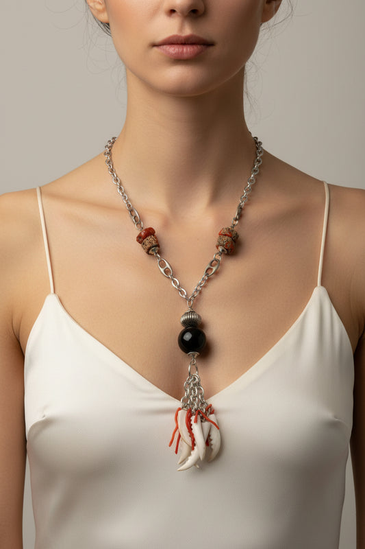 Collana in Corallo Grezzo, Agata e Conchiglia