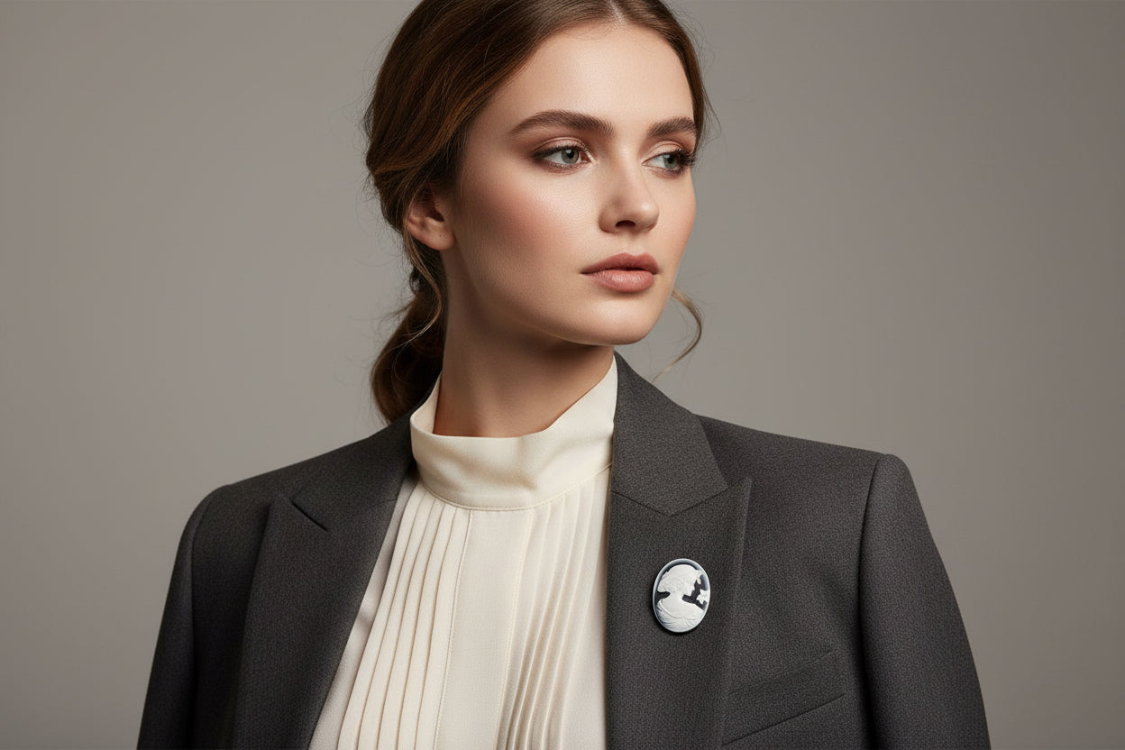 Cammeo Nudo in Agata incisione Profilo di Donna