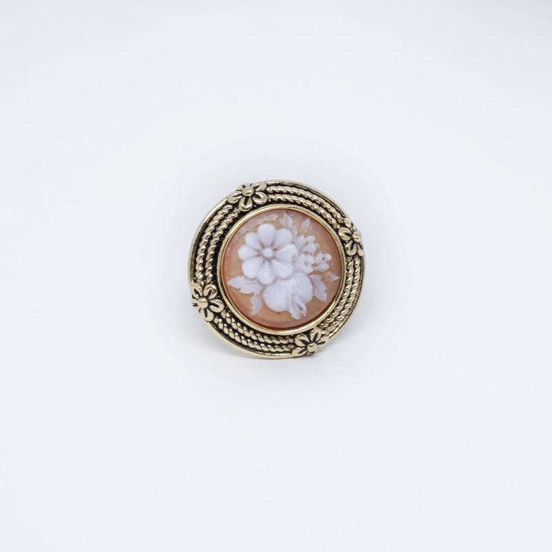 Italian Cameo Ring Embossed Flower Cameo