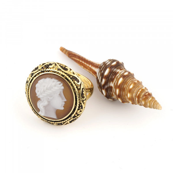 Italian Cameo Ring Acropolis Cameo Profile Man – Il Piccolo Museo
