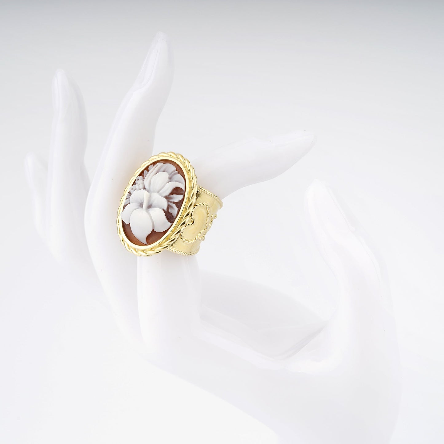 Anello-Cameo-Italiano-Raffaello-Cammeo-Bouquet-Oro-