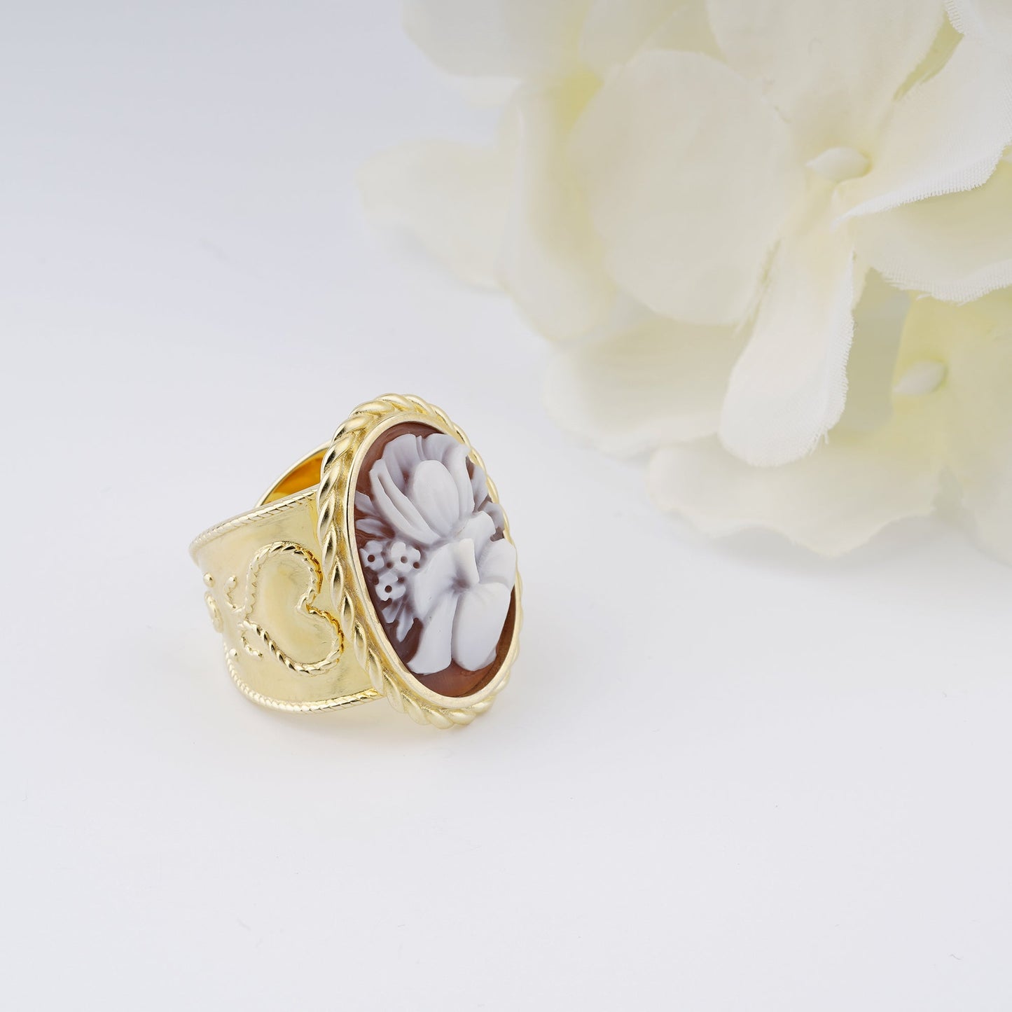 Anello-Cameo-Italiano-Raffaello-Cammeo-Bouquet-Oro-