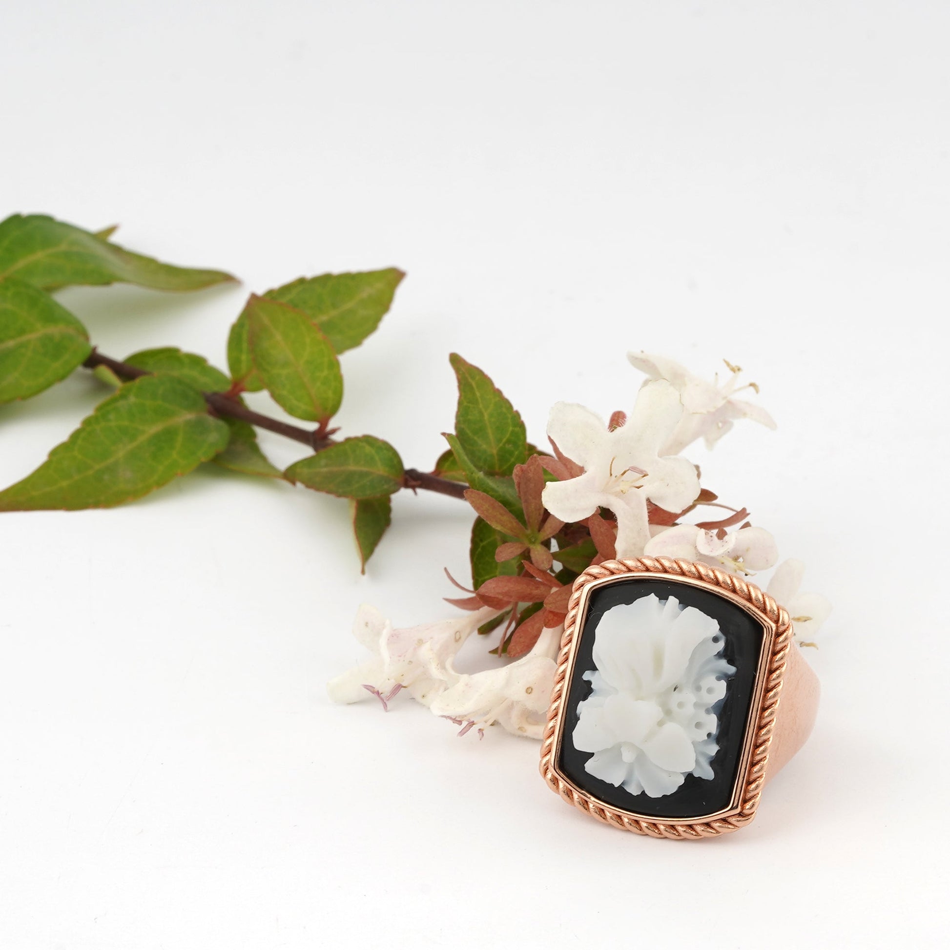 Anello-Cameo-Italiano-Raffaello-Cammeo-Bouquet-Rame