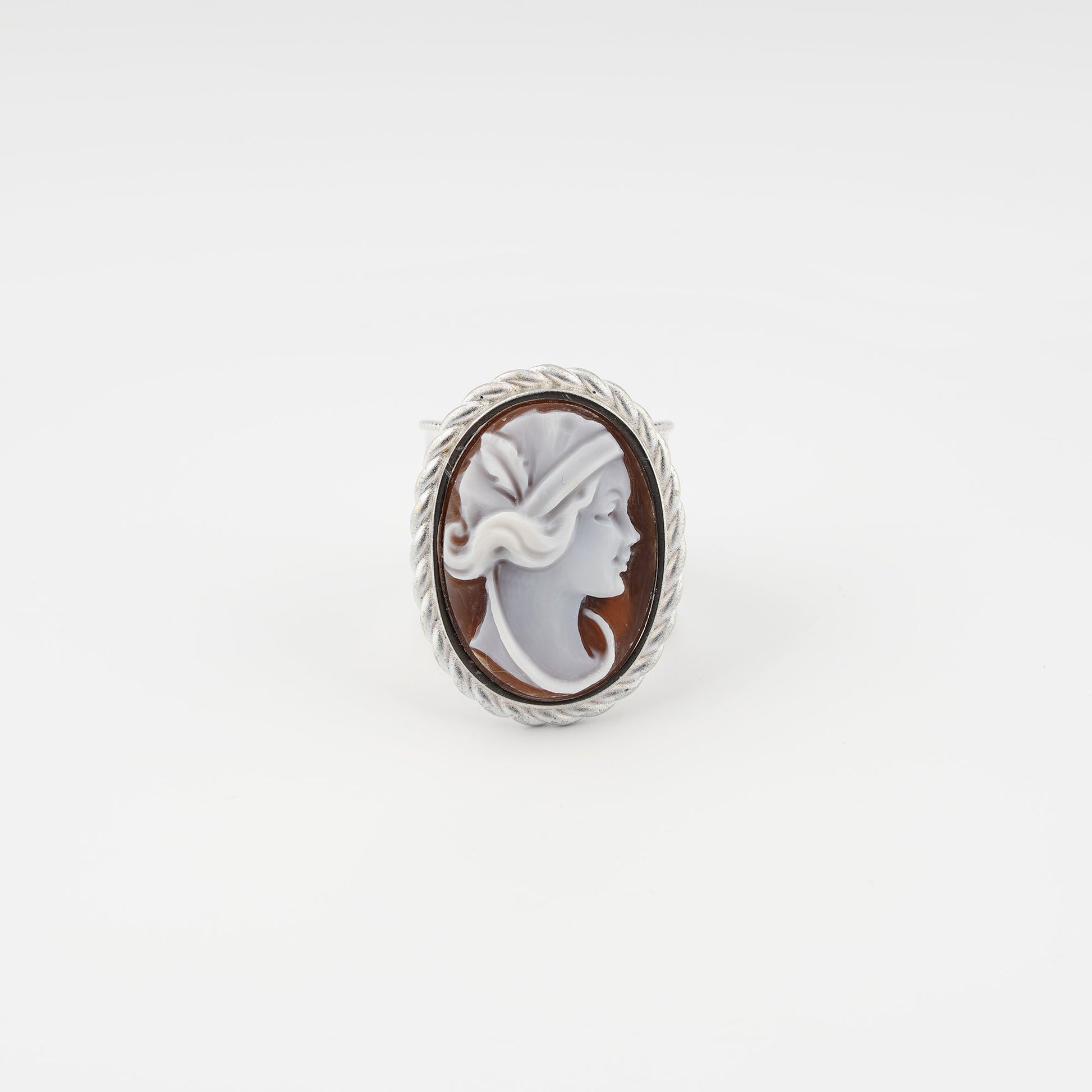 Anello-Cameo-Italiano-Raffaello-Cammeo-Profilo-Donna-Rodio-Bianco