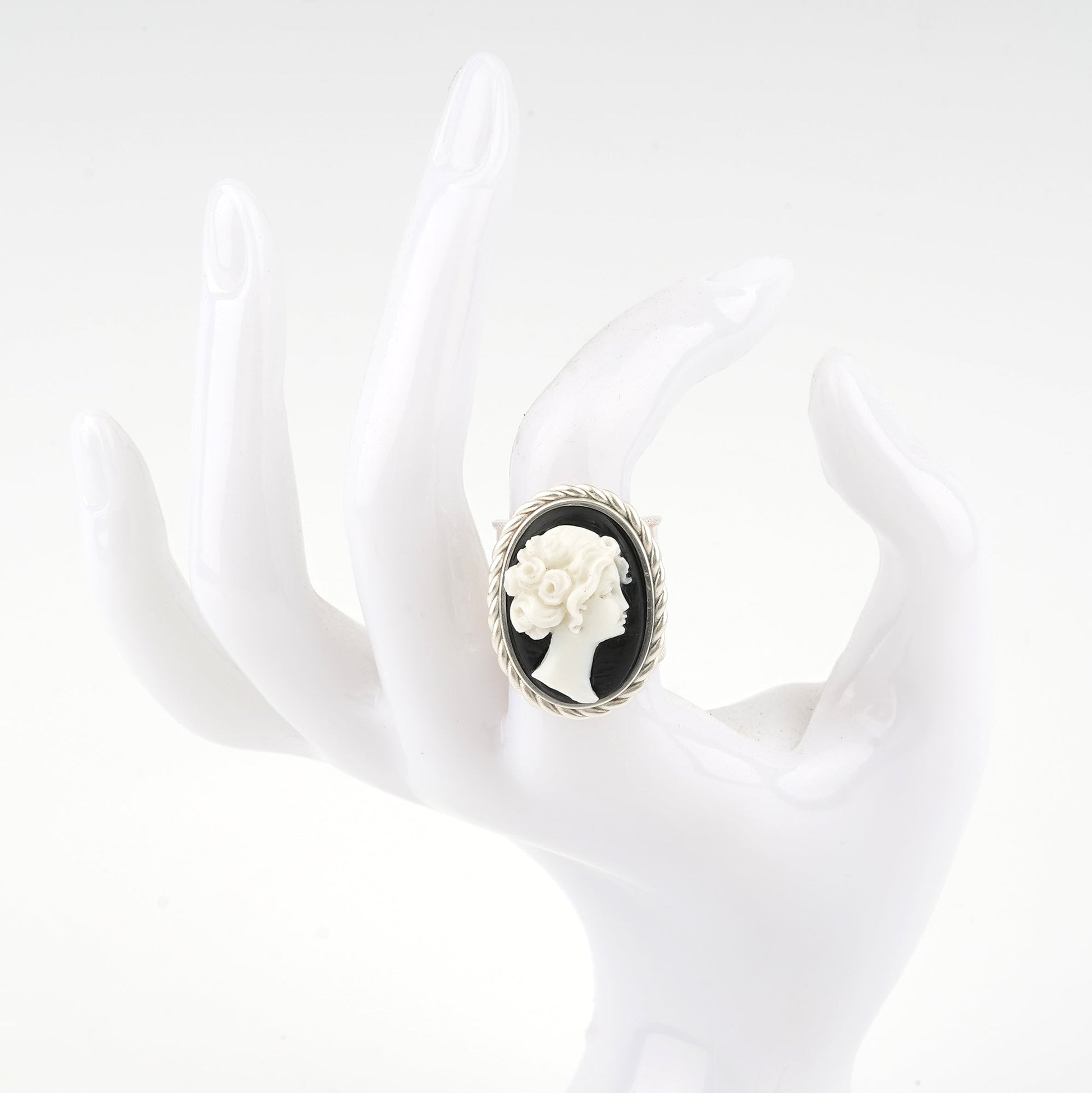 Anello-Cameo-Italiano-Raffaello-Cammeo-Profilo-Donna-Rodio-Bianco