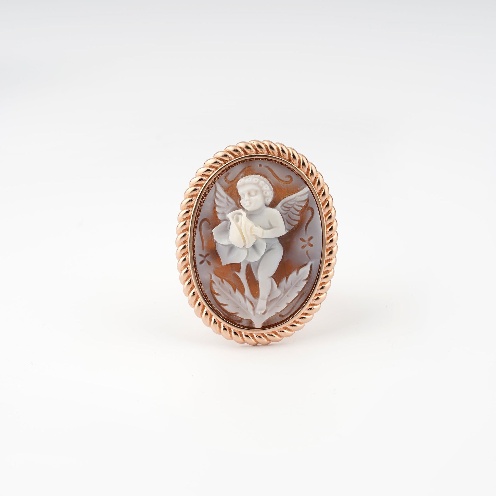 Anello-Cameo-Italiano-Raffaello-Cammeo-Putto-Rame