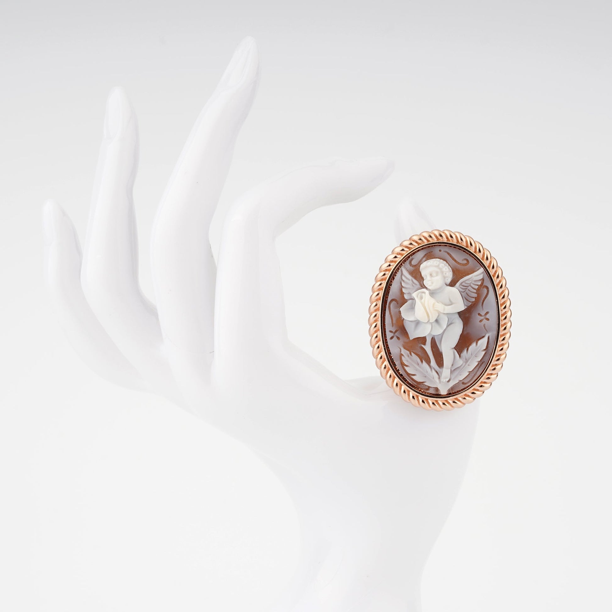 Anello-Cameo-Italiano-Raffaello-Cammeo-Putto-Rame